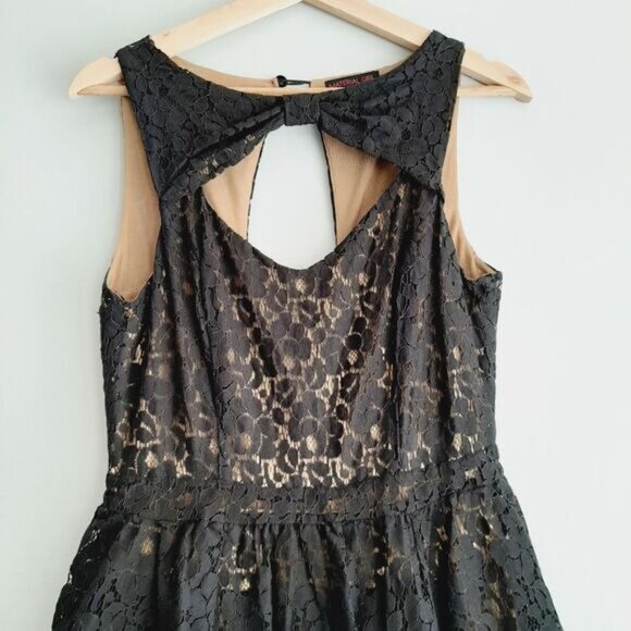 MATERIAL GIRL Fit & Flare Black Lace Ruffle Mini Dress Junior Girl Sz L - Picture 3 of 16